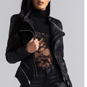 Layers of Pleather Zipper Jacket